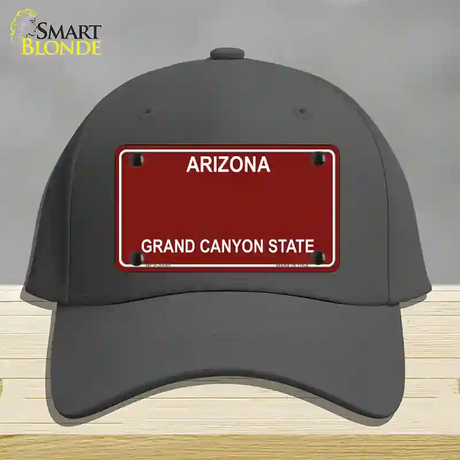 Arizona Red Novelty License Plate Hat Gray Cotton