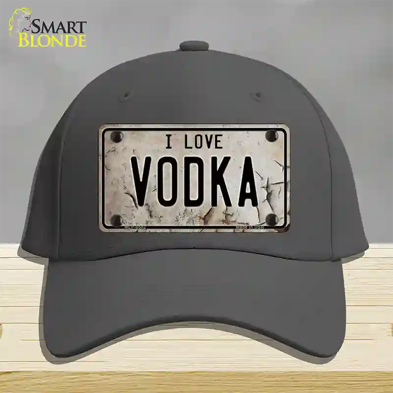 I Love Vodka Novelty License Plate Hat Cotton / Charcoal