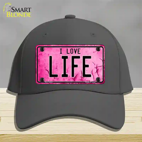 I Love Life Novelty License Plate Hat Cotton / Charcoal