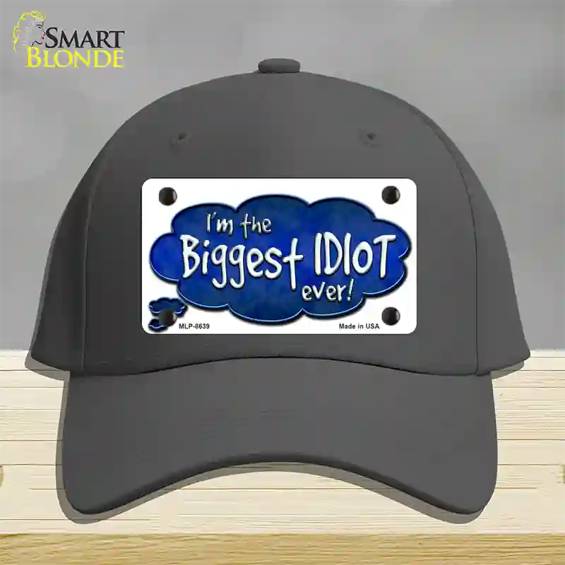 Biggest Idiot Novelty License Plate Hat Cotton / Charcoal