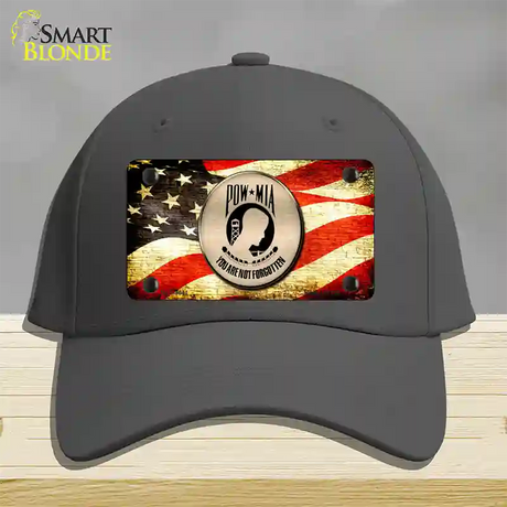 POW MIA With USA Flag Novelty License Plate Hat Cotton / Charcoal