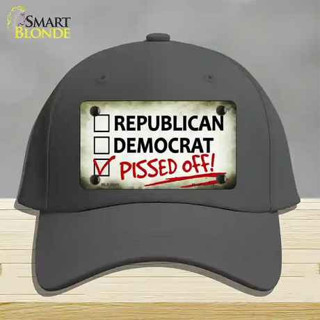 Pissed Off Novelty License Plate Hat Cotton / Charcoal