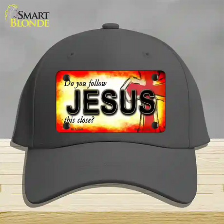 Follow Jesus This Close Novelty License Plate Hat Cotton / Charcoal