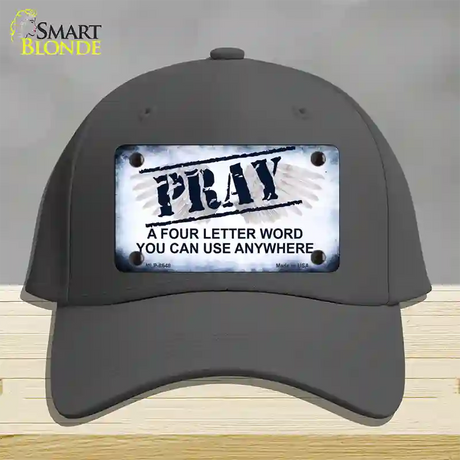 Pray Novelty License Plate Hat Cotton / Charcoal