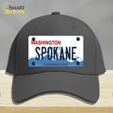 Spokane Washington Novelty License Plate Hat Cotton / Charcoal