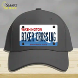 Biker Crossing Washington Novelty License Plate Hat Cotton / Charcoal