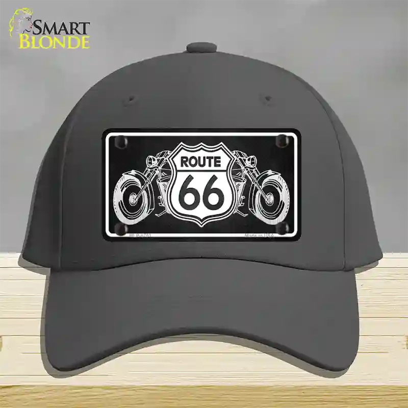 Route 66 With Bikes Novelty License Plate Hat Cotton / Charcoal