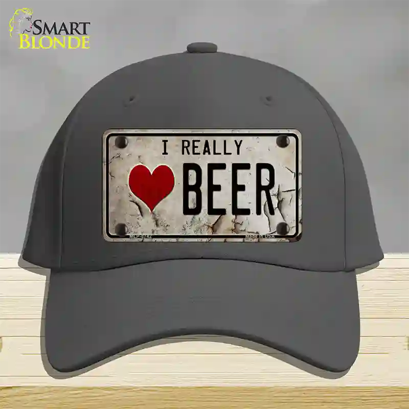 I Love Beer Novelty License Plate Hat Cotton / Charcoal