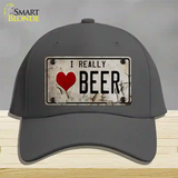 I Love Beer Novelty License Plate Hat Cotton / Charcoal