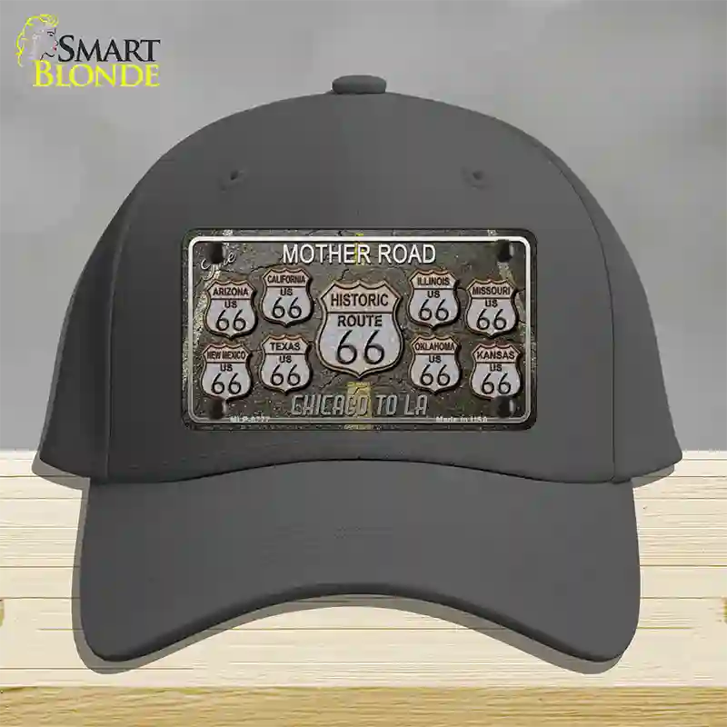 Route 66 Black Top Novelty License Plate Hat Cotton / Charcoal