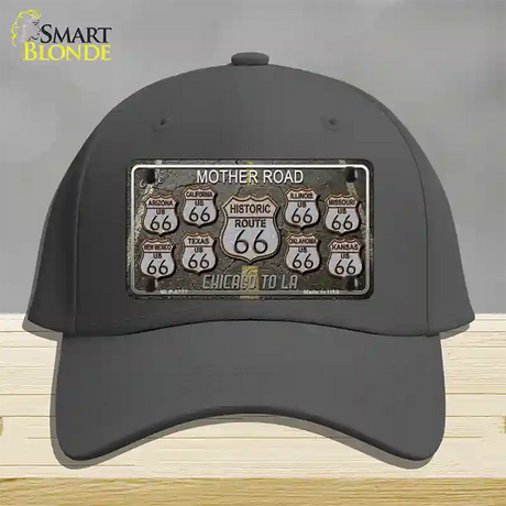 Route 66 Black Top Novelty License Plate Hat Cotton / Charcoal