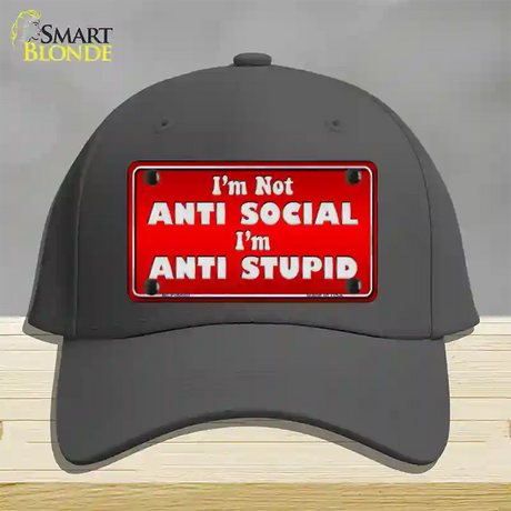 Anti Social Novelty License Plate Hat Cotton / Charcoal