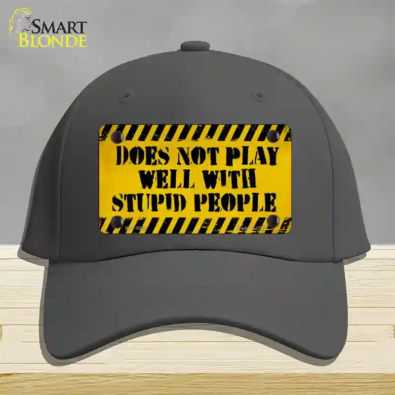 Does Not Play Well Novelty License Plate Hat Cotton / Charcoal