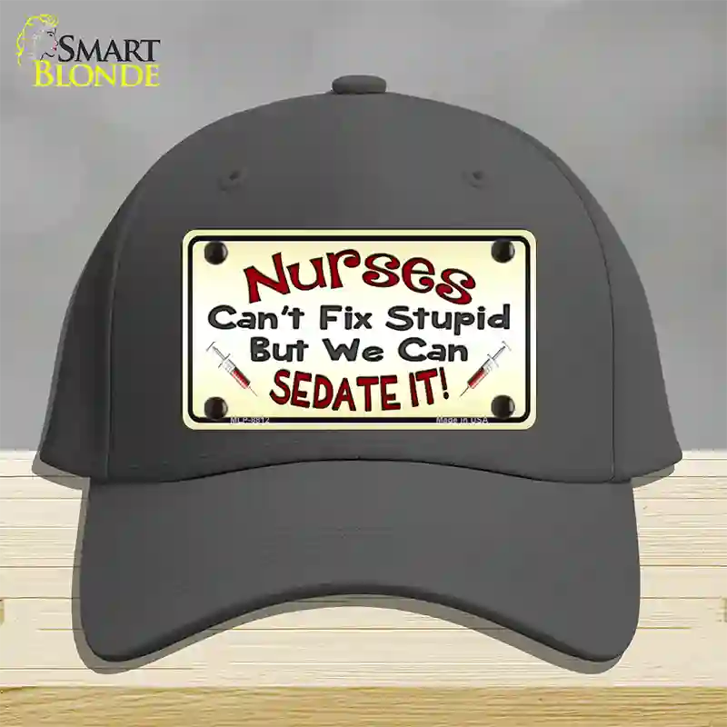 Nurses Sedate It Novelty License Plate Hat Cotton / Charcoal