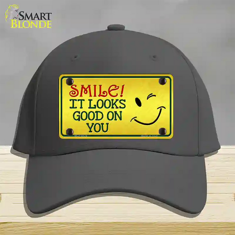 Smile Looks Good Novelty License Plate Hat Cotton / Charcoal