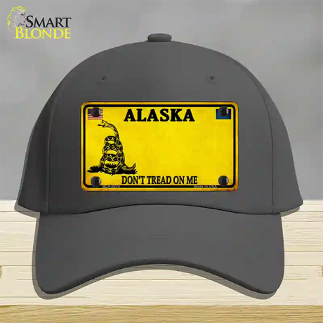 Alaska Dont Tread On Me Novelty License Plate Hat Gray Cotton