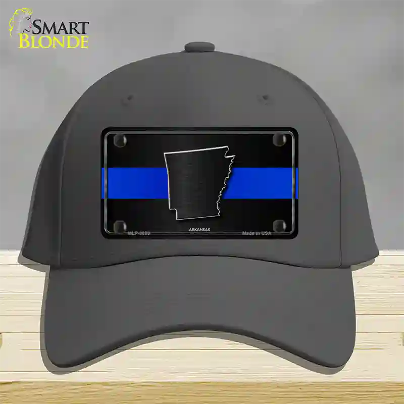 Arkansas Thin Blue Line Novelty License Plate Hat Cotton / Charcoal