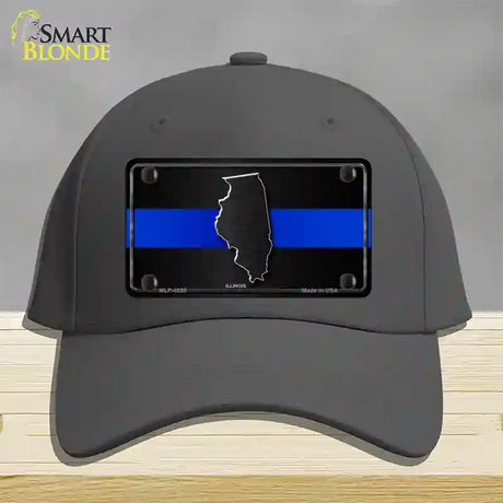 Illinois Thin Blue Line Novelty License Plate Hat Cotton / Charcoal