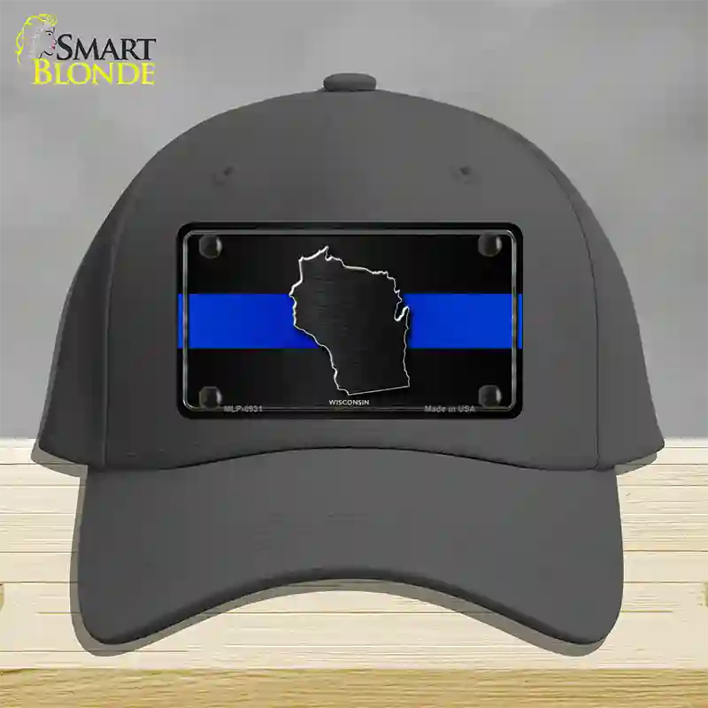 Wisconsin Thin Blue Line Novelty License Plate Hat Cotton / Charcoal