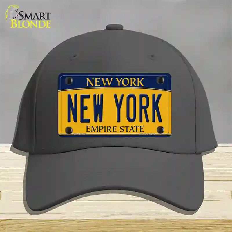 New York Yellow Novelty License Plate Hat Cotton / Charcoal