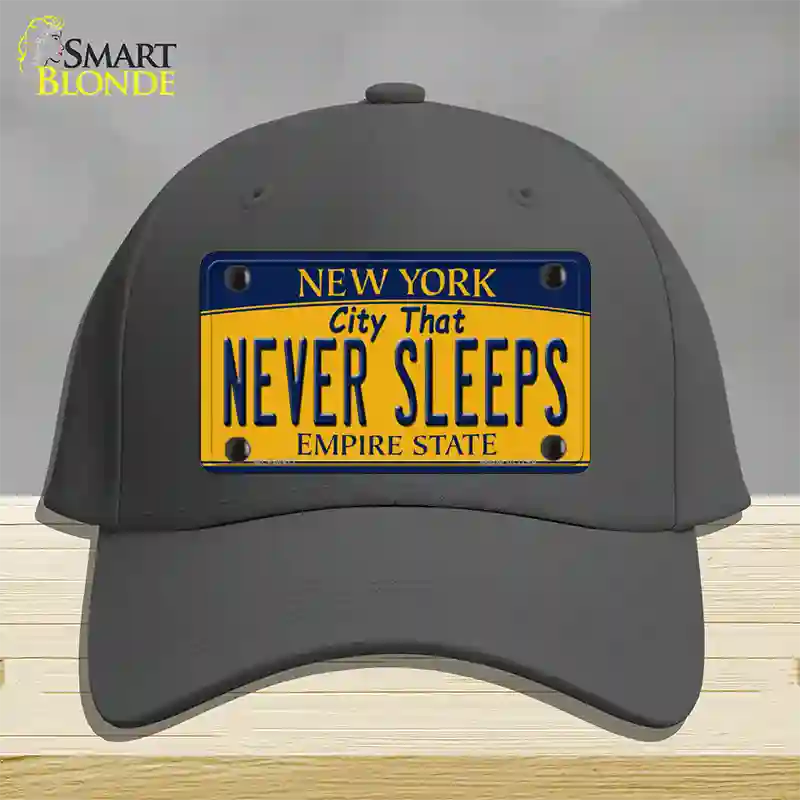 Never Sleeps New York Novelty License Plate Hat Cotton / Charcoal