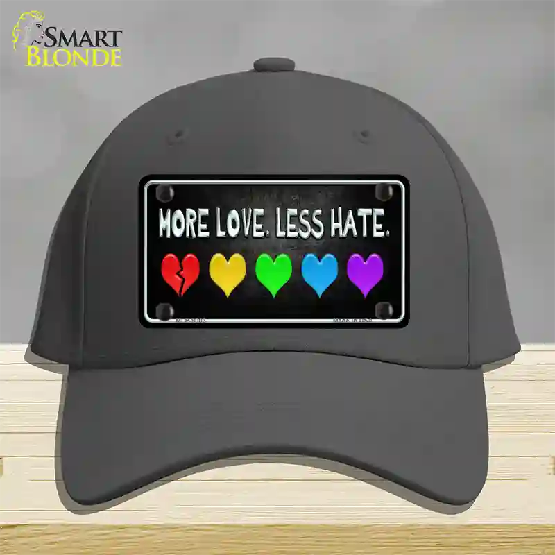 More Love Less Hate Rainbow Novelty License Plate Hat Cotton / Charcoal