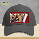 Route 66 Mother Road Scroll Novelty License Plate Hat Cotton / Charcoal