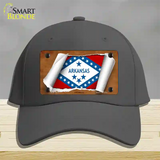 Arkansas Flag Scroll Novelty License Plate Hat Cotton / Charcoal