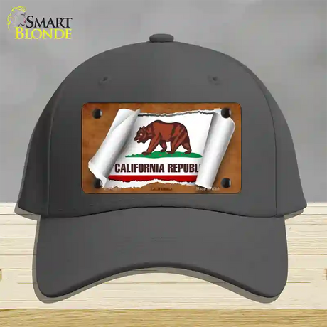 California Flag Scroll Novelty License Plate Hat Cotton / Charcoal