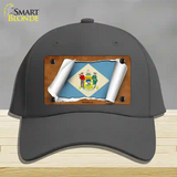 Delaware Flag Scroll Novelty License Plate Hat Cotton / Charcoal