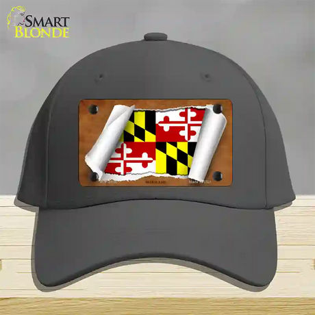 Maryland Flag Scroll Novelty License Plate Hat Cotton / Charcoal