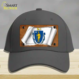 Massachusetts Flag Scroll Novelty License Plate Hat Cotton / Charcoal