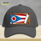 Ohio Flag Scroll Novelty License Plate Hat Cotton / Charcoal