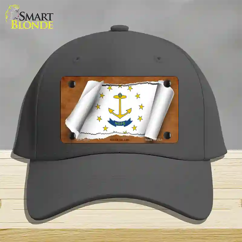 Rhode Island Flag Scroll Novelty License Plate Hat Cotton / Charcoal