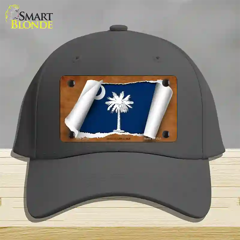 South Carolina Flag Scroll Novelty License Plate Hat Cotton / Charcoal