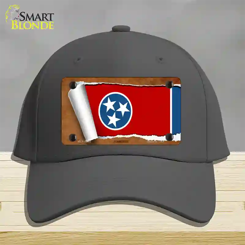 Tennessee Flag Scroll Novelty License Plate Hat Cotton / Charcoal