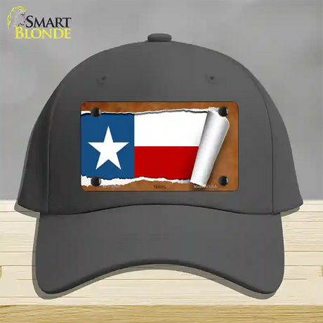 Texas Flag Scroll Novelty License Plate Hat Cotton / Charcoal