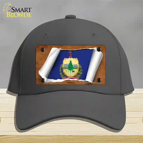 Vermont Flag Scroll Novelty License Plate Hat Cotton / Charcoal