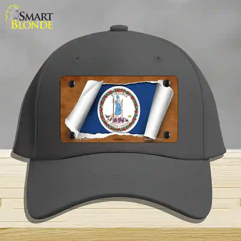 Virginia Flag Scroll Novelty License Plate Hat Cotton / Charcoal