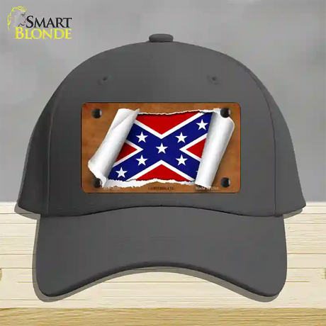 Confederate Flag Scroll Novelty License Plate Hat Cotton / Charcoal