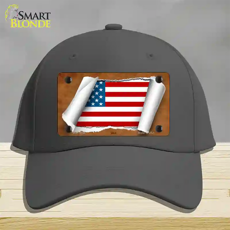 American Flag Scroll Novelty License Plate Hat Cotton / Charcoal