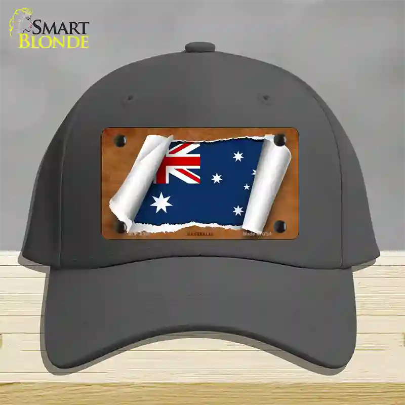 Australia Flag Scroll Novelty License Plate Hat Cotton / Charcoal