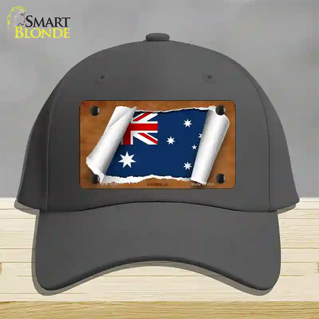 Australia Flag Scroll Novelty License Plate Hat Cotton / Charcoal