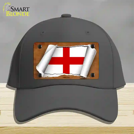 England Flag Scroll Novelty License Plate Hat Cotton / Charcoal