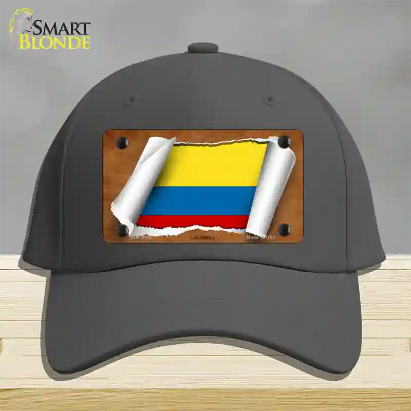 Colombia Flag Scroll Novelty License Plate Hat Cotton / Charcoal