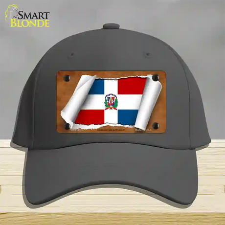 Dominican Republic Flag Scroll Novelty License Plate Hat Cotton / Charcoal