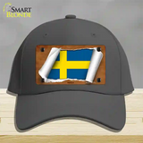 Sweden Flag Scroll Novelty License Plate Hat Cotton / Charcoal