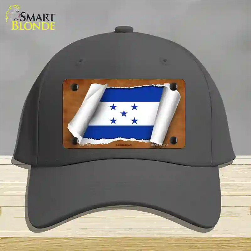 Honduras Flag Scroll Novelty License Plate Hat Cotton / Charcoal