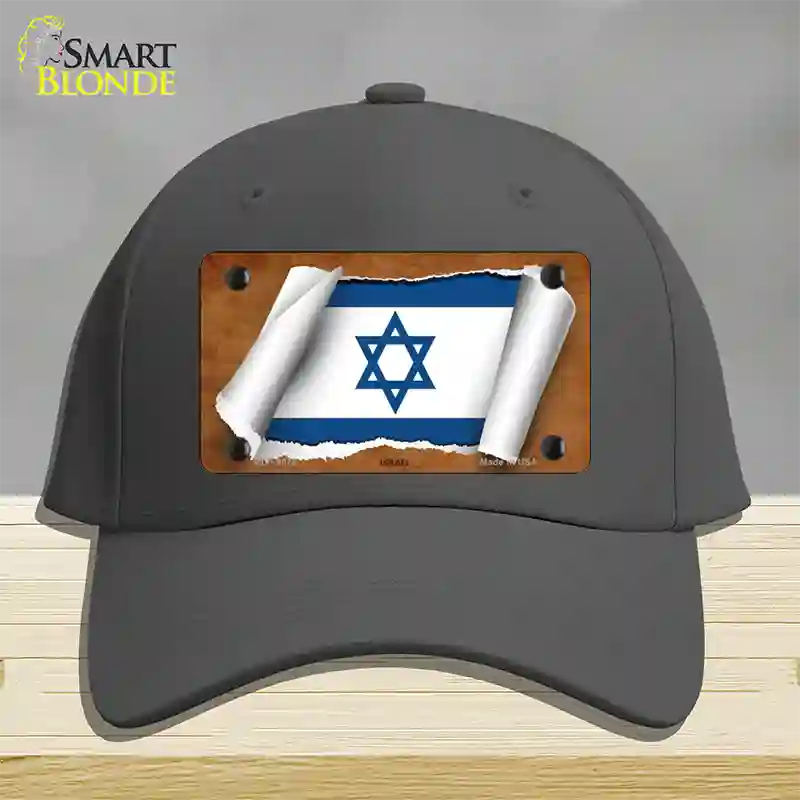 Israel Flag Scroll Novelty License Plate Hat Cotton / Charcoal