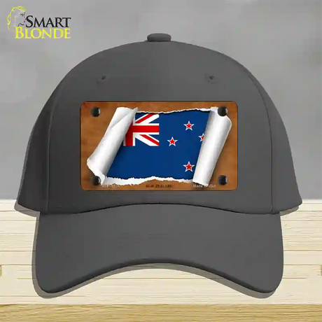 New Zealand Flag Scroll Novelty License Plate Hat Cotton / Charcoal